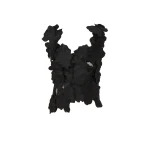 Costarellos Liess Embroidered Floral-Cut Satin Top in Black | Luxury Shoes 