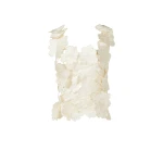 Costarellos Liess Embroidered Floral-Cut Satin Top in Cream | Luxury Shoes 