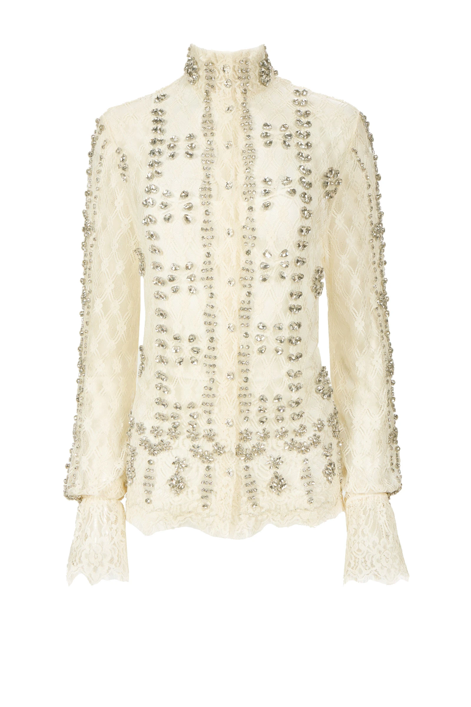 Costarellos Lilou Beaded French Lace Shirt in Off White Costarellos Lilou Beaded French Lace Shirt in Off White | Luxury Shoes