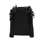 Costarellos Lissia Mohair Wool Feathers Sweater in Black | Luxury Shoes 