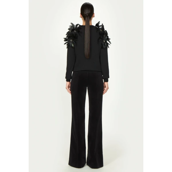Costarellos Lissia Mohair Wool Feathers Sweater in Black | Sweaters | Luxury Shoes 
