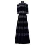 Costarellos Lissie Silk Velvet Gown in Deep Blue | Luxury Shoes 