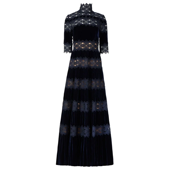 Lissie Silk Velvet Gown in Deep Blue