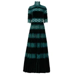 Costarellos Lissie Silk Velvet Gown in Pine Green | Luxury Shoes 