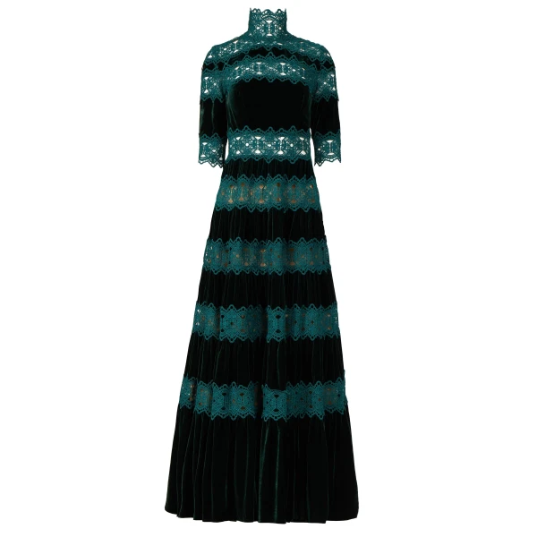 Lissie Silk Velvet Gown in Pine Green