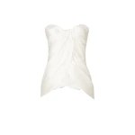 Costarellos Lyza Silk Mikado Draped Strapless Top in Off White | Luxury Shoes 