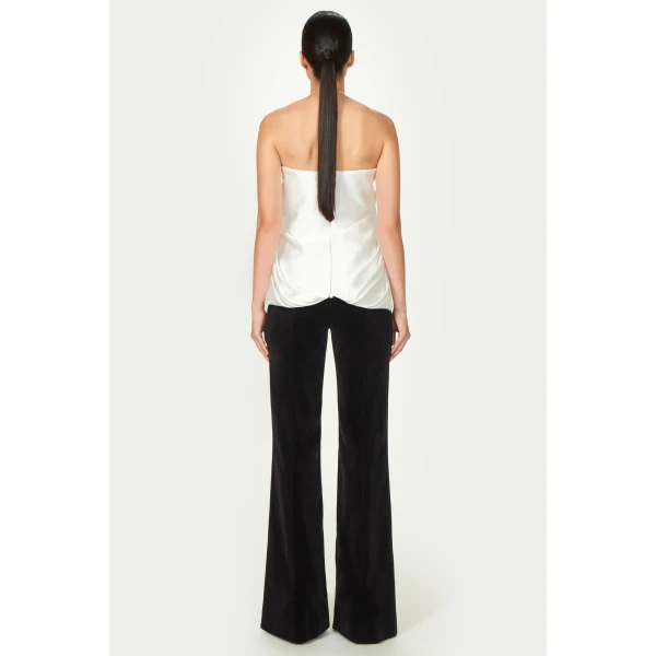 Costarellos Lyza Silk Mikado Draped Strapless Top in Off White | Tops | Luxury Shoes 