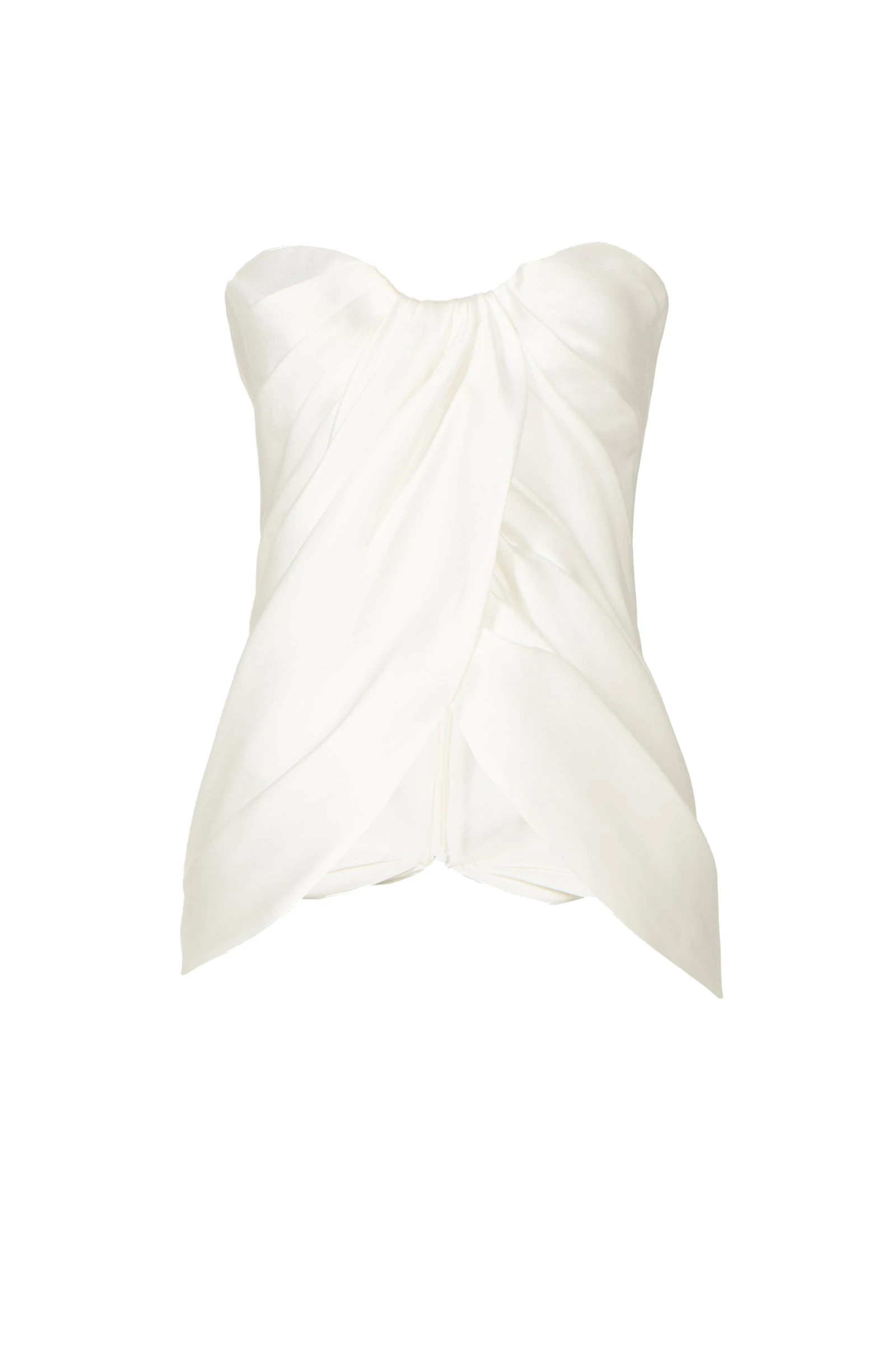 Costarellos Lyza Silk Mikado Draped Strapless Top in Off White Costarellos Lyza Silk Mikado Draped Strapless Top in Off White | Luxury Shoes