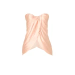 Costarellos Lyza Silk Mikado Draped Strapless Top in Salmon | Luxury Shoes 