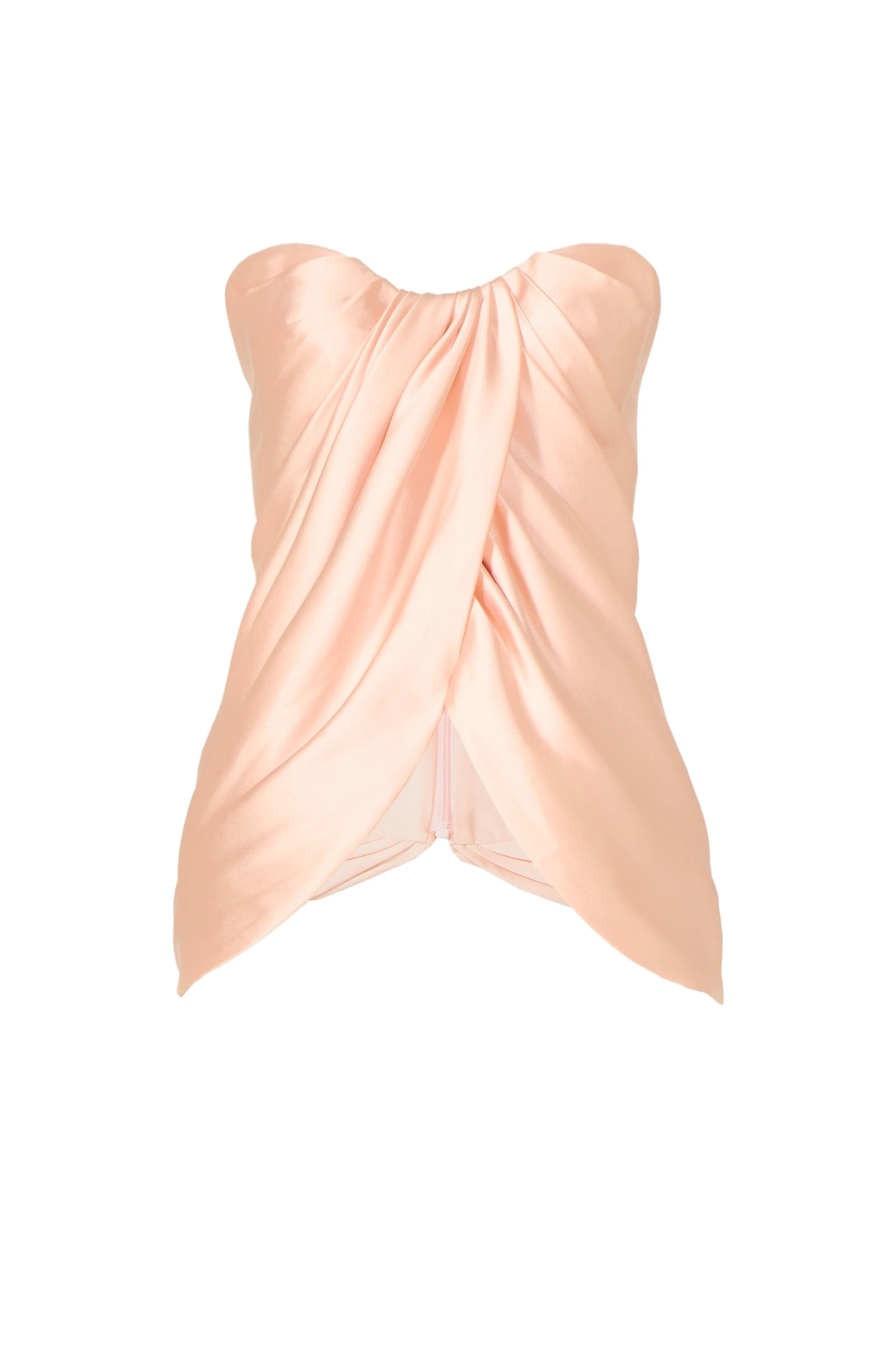 Costarellos Lyza Silk Mikado Draped Strapless Top in Salmon Costarellos Lyza Silk Mikado Draped Strapless Top in Salmon | Luxury Shoes