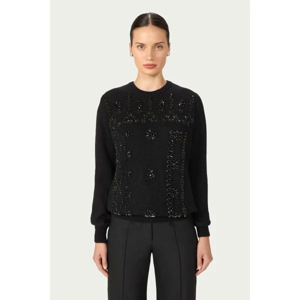 Costarellos Madley Mohair Wool Sweater in Black | Sweaters | Luxury Shoes 