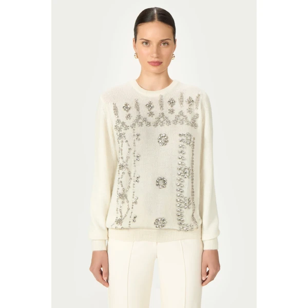 Costarellos Madley Mohair Wool Sweater in Ecru | Sweaters | Luxury Shoes 