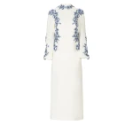 Costarellos Maristelle Crepe Column Dress in Off White | Luxury Shoes 