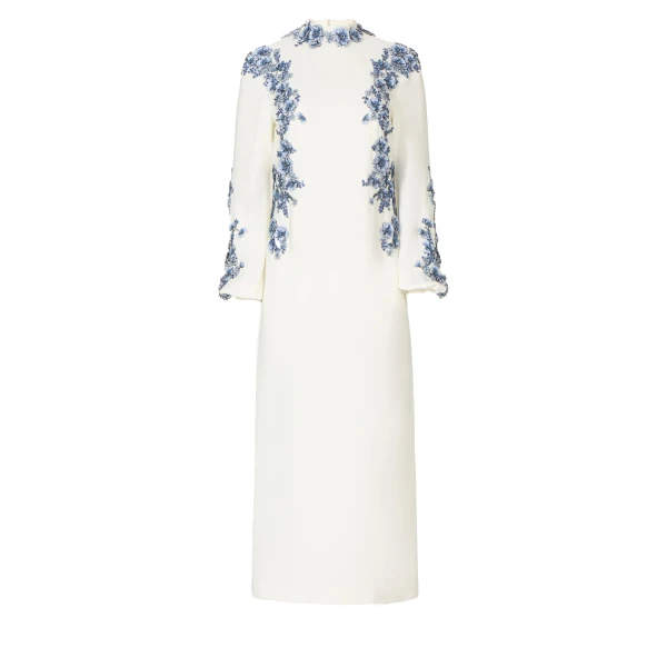 Maristelle Crepe Column Dress in Off White