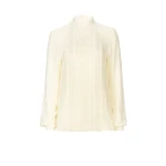 Costarellos Missa Silk Georgette Blouse in Ecru | Luxury Shoes 