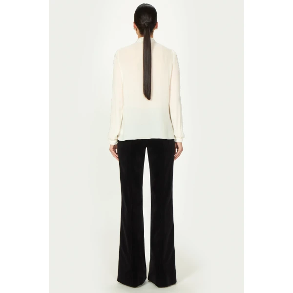 Costarellos Missa Silk Georgette Blouse in Ecru | Blouse | Luxury Shoes 