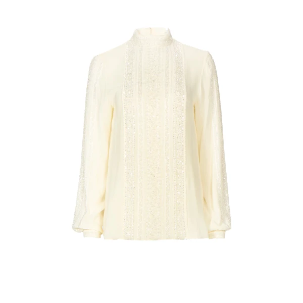 Missa Silk Georgette Blouse in Ecru