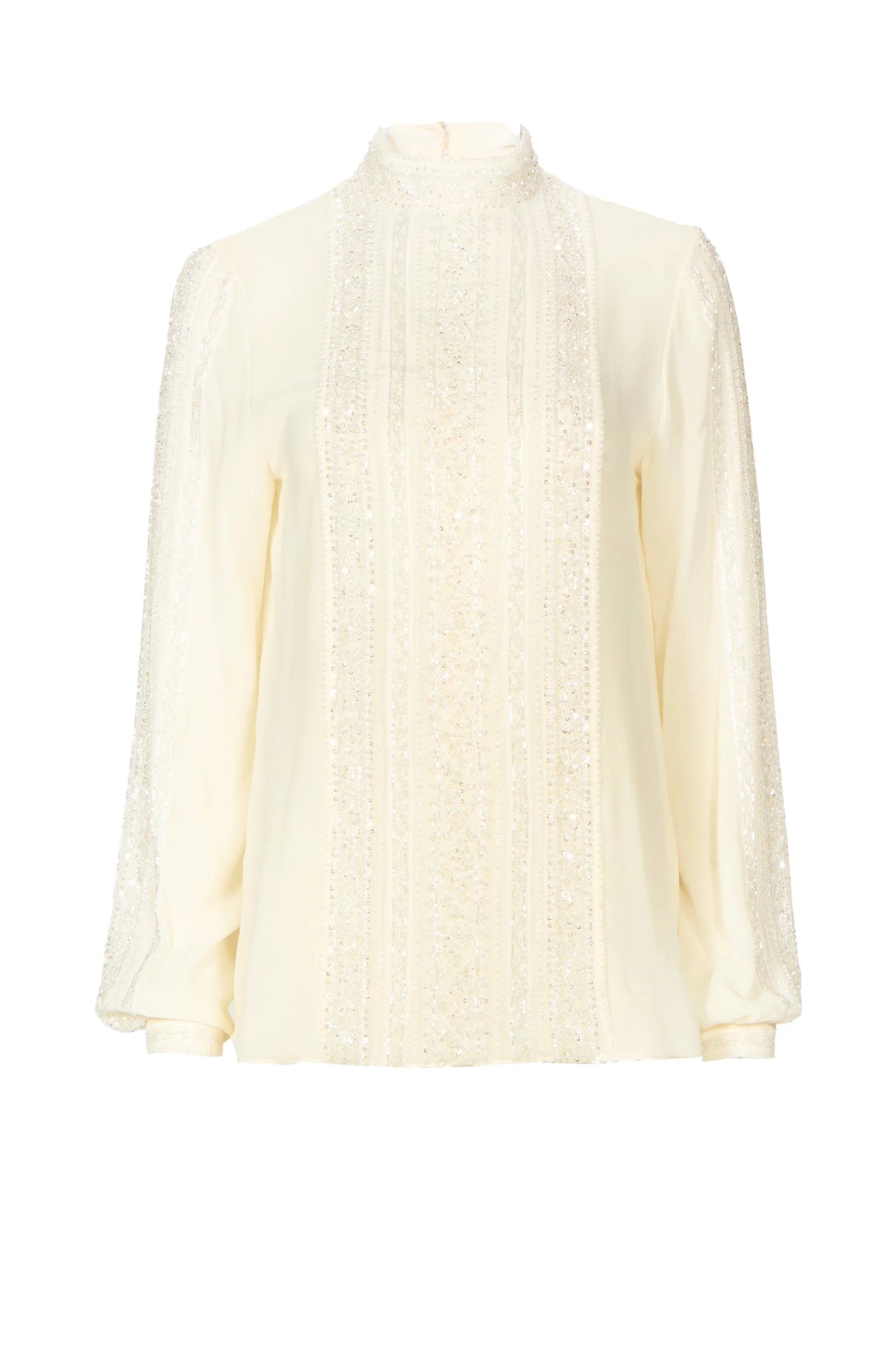 Costarellos Missa Silk Georgette Blouse in Ecru Costarellos Missa Silk Georgette Blouse in Ecru | Luxury Shoes