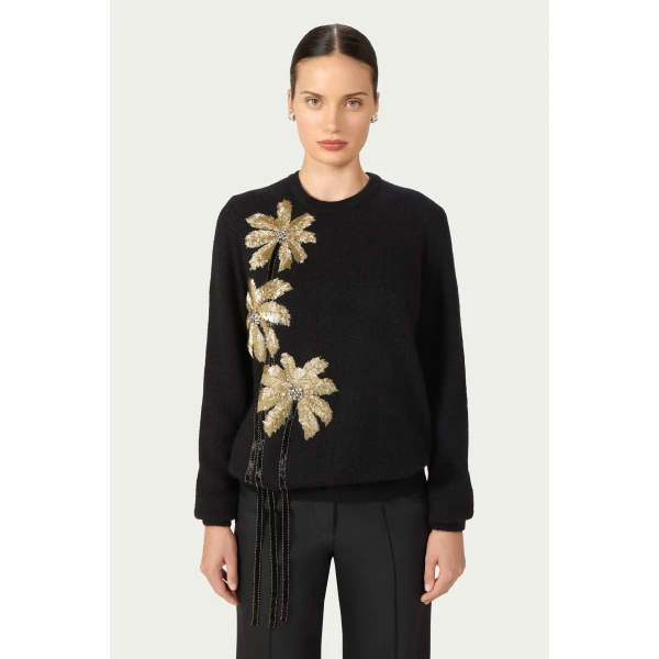 Costarellos Nemie Mohair Wool Sweater in Black | Sweaters | Luxury Shoes 