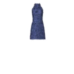 Costarellos Orissa Petal Lurex Satin Halter Mini Dress in Navy Blue | Luxury Shoes 
