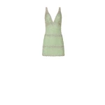 Costarellos Palla French Tulle Crystal Mini Dress in Sage Green | Luxury Shoes 