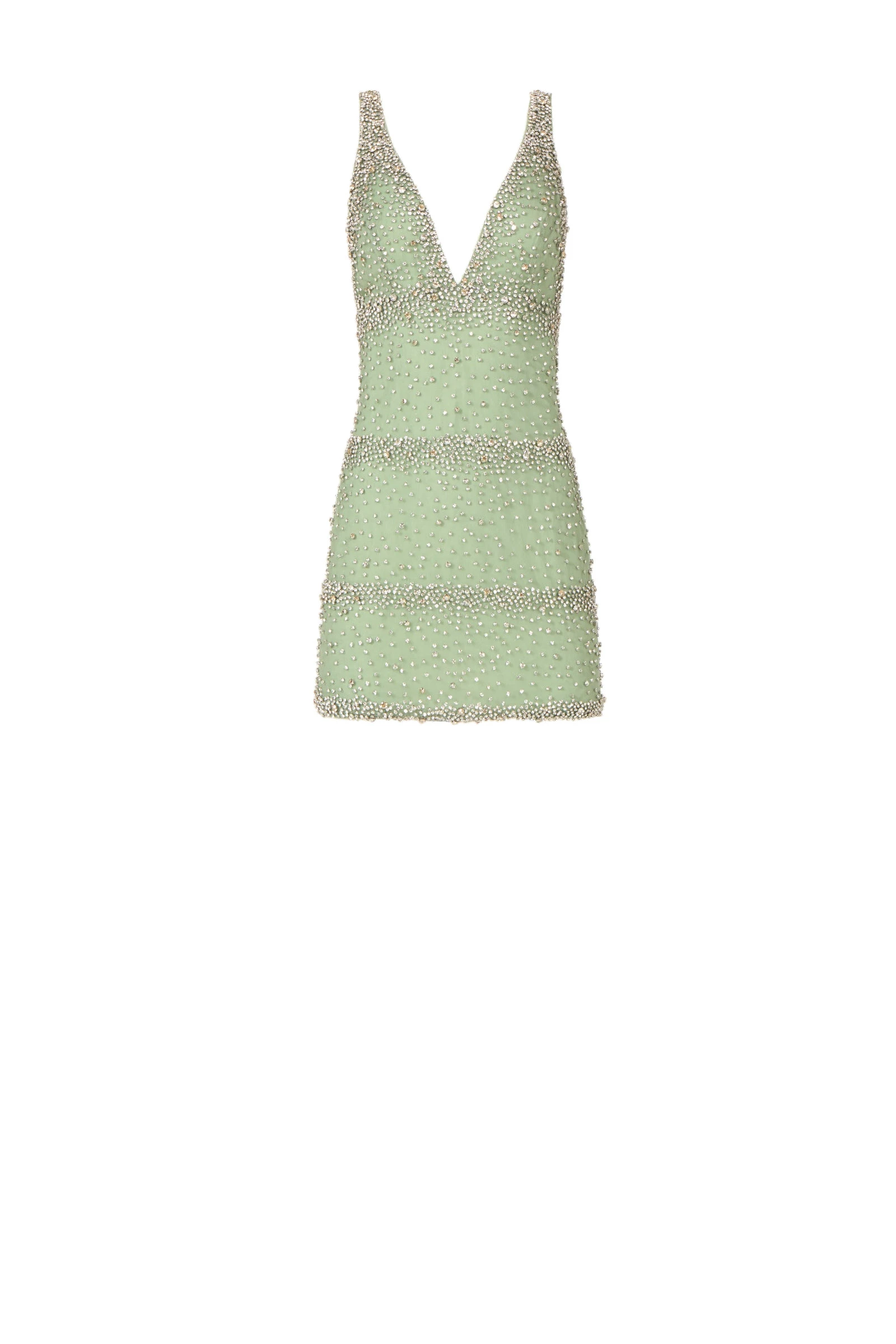 Costarellos Palla French Tulle Crystal Mini Dress in Sage Green Costarellos Palla French Tulle Crystal Mini Dress in Sage Green | Luxury Shoes
