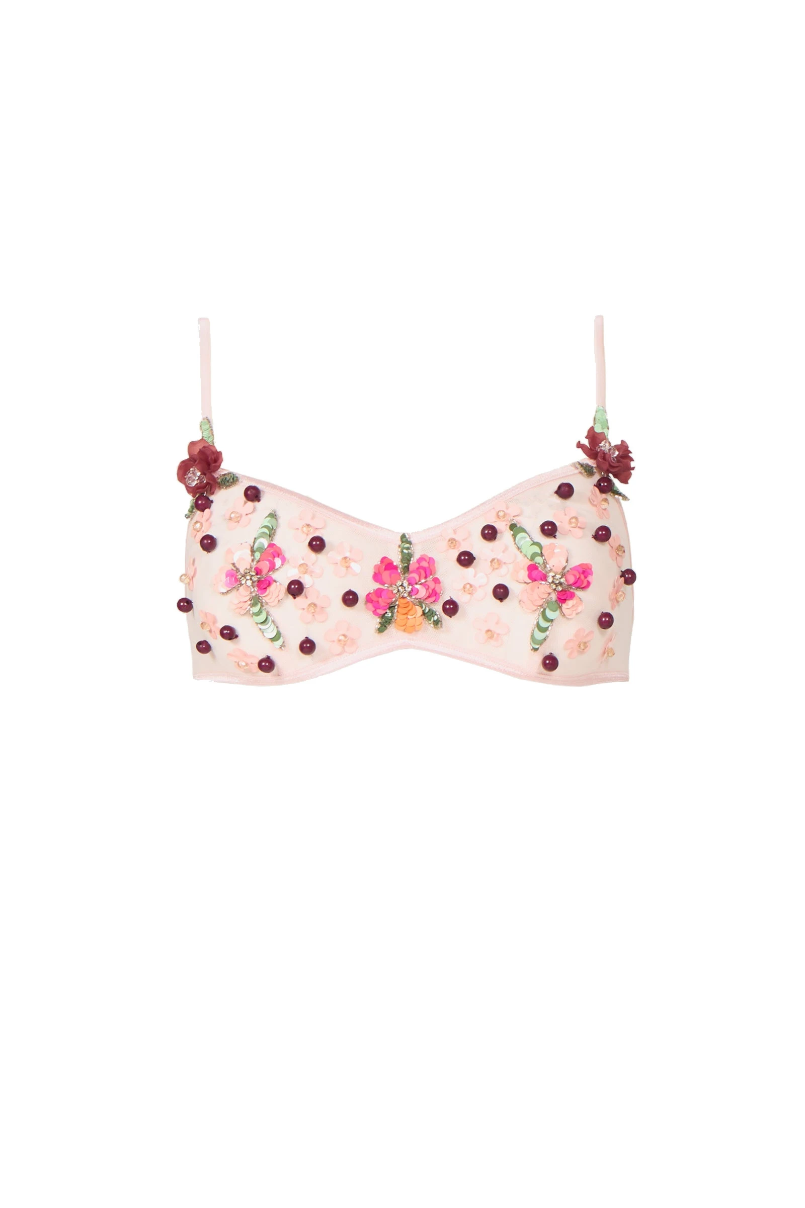 Costarellos Primma Tulle Embellished Bralette in Pink Costarellos Primma Tulle Embellished Bralette in Pink | Luxury Shoes