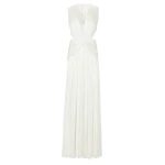 Costarellos Silla Lurex Georgette Gown in Off White | Luxury Shoes 