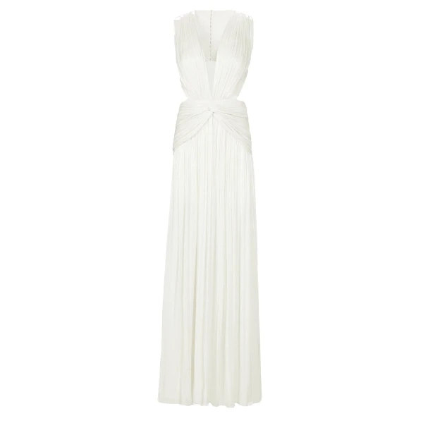 Silla Lurex Georgette Gown in Off White