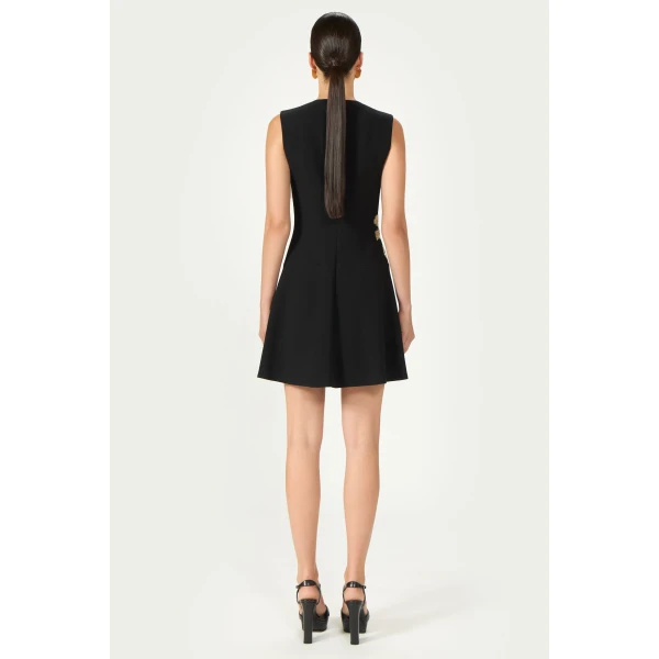 Costarellos Tazia Crepe Mini Dress in Black | Mini Dresses | Luxury Shoes 