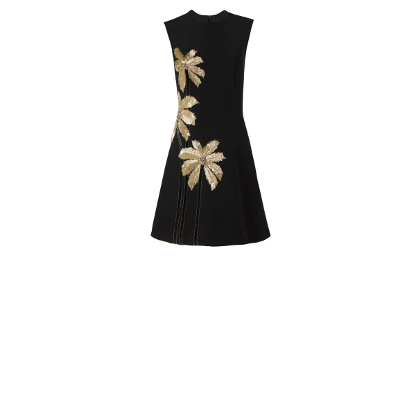 Tazia Crepe Mini Dress in Black