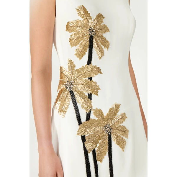 Costarellos Tazia Crepe Mini Dress in Off White | Mini Dresses | Luxury Shoes 