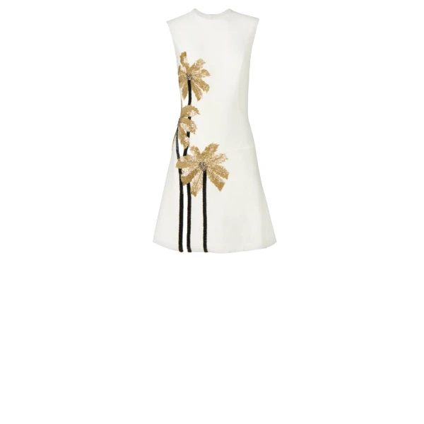 Tazia Crepe Mini Dress in Off White
