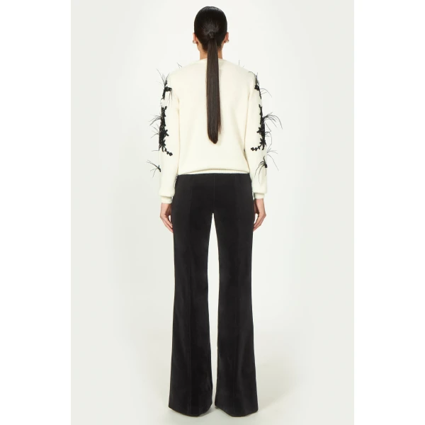 Costarellos Terena Mohair Wool Lace Sweater in Off White | Sweaters | Luxury Shoes 