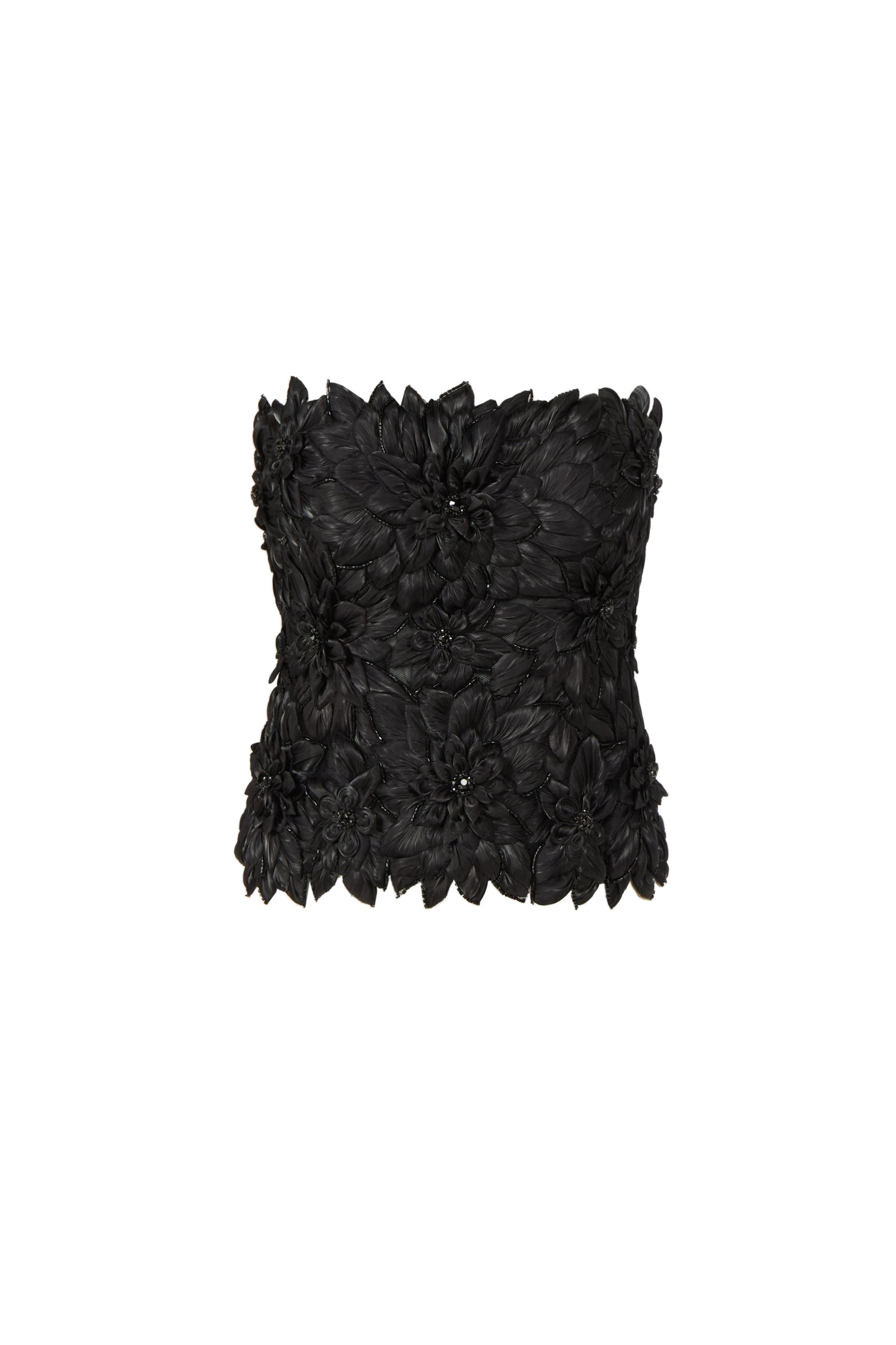 Costarellos Tesni Petal Lurex Satin Bustier in Black Costarellos Tesni Petal Lurex Satin Bustier in Black | Luxury Shoes
