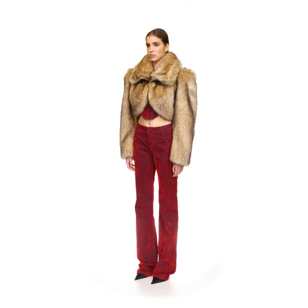 David Koma Faux Fur Cropped Jacket, view 3
