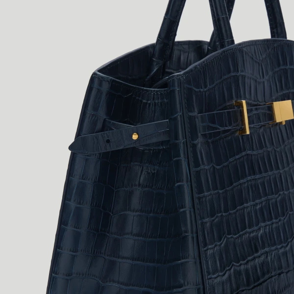 DeMellier Grece Ghanem x The Midi Hudson in Dark Navy Croc-Effect Crossbody Bag, view 2 | Shoulder & Crossbody Bags | Luxury Shoes 