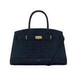 DeMellier Grece Ghanem x The Midi Hudson in Dark Navy Croc-Effect Crossbody Bag | Shoulder & Crossbody Bags | Luxury Shoes 