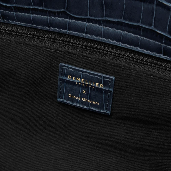 DeMellier Grece Ghanem x The Midi Hudson in Dark Navy Croc-Effect Crossbody Bag, view 4 | Shoulder & Crossbody Bags | Luxury Shoes 