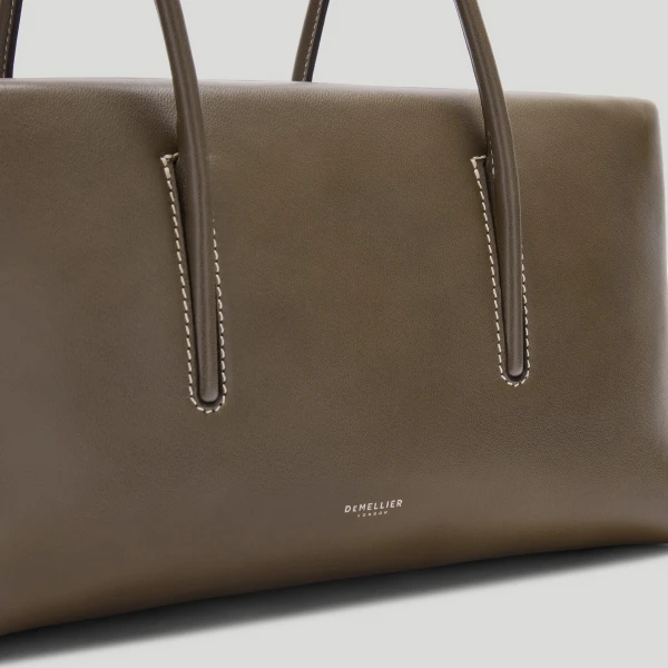 DeMellier Rebecca Donaldson x The Stockholm Shoulder in Dark Sage Fine Grain with Ecru Stitching Shoulder Bag, view 2 | Shoulder & Crossbody Bags | Luxury Shoes 