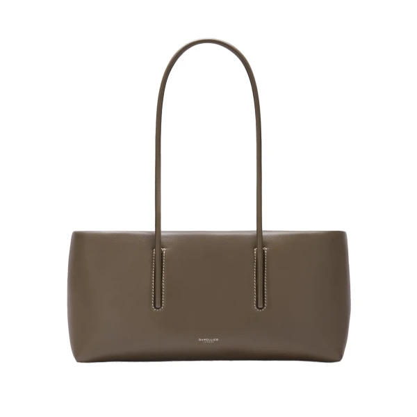 DeMellier Rebecca Donaldson x The Stockholm Shoulder in Dark Sage Fine Grain with Ecru Stitching Shoulder Bag | Shoulder & Crossbody Bags | Luxury Shoes 