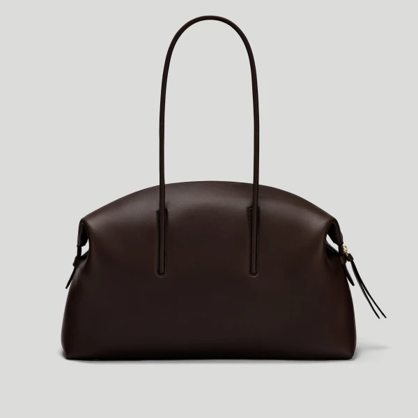 DeMellier Romee Strijd x The Stockholm in Dark Brown Fine Grain Tote Bag, view 6 | Totes & Top-Handle Bags | Luxury Shoes 
