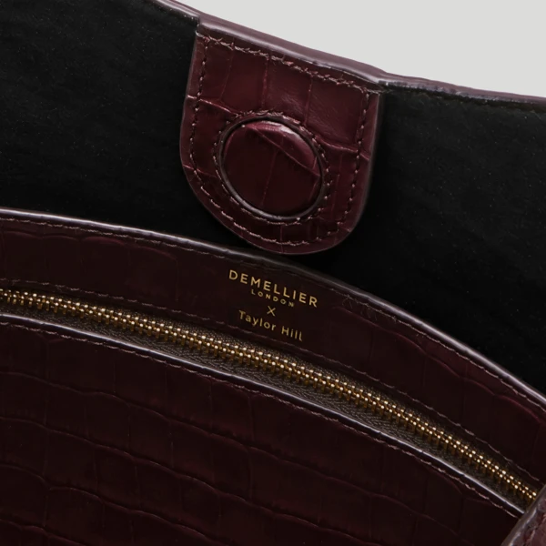 DeMellier Taylor Hill x The Large Siena Bucket in Burgundy Croc-Effect Bucket Bag, view 5 | Bucket Bags | Luxury Shoes 