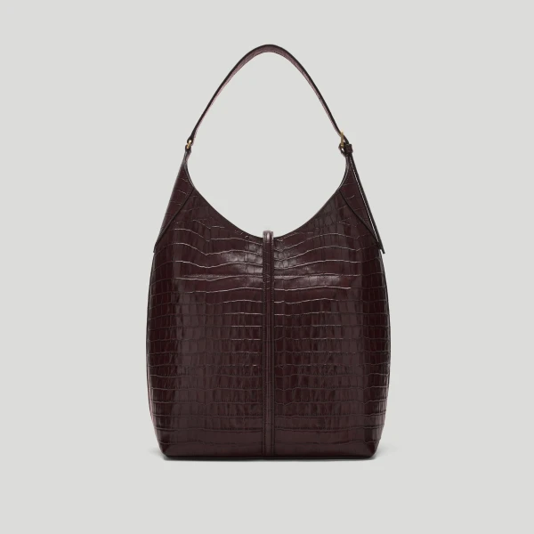 DeMellier Taylor Hill x The Large Siena Bucket in Burgundy Croc-Effect Bucket Bag, view 6 | Bucket Bags | Luxury Shoes 