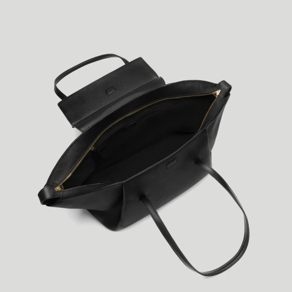 DeMellier The Brooklyn in Black Small Grain Tote Bag, view 4 | Totes & Top-Handle Bags | Luxury Shoes 