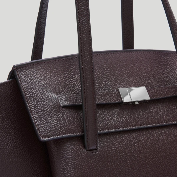 DeMellier The Brooklyn in Bordeaux Small Grain Tote Bag, view 3 | Totes & Top-Handle Bags | Luxury Shoes 