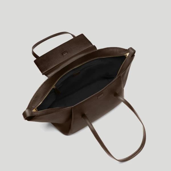 DeMellier The Brooklyn in Mocha Small Grain Tote Bag, view 4 | Totes & Top-Handle Bags | Luxury Shoes 