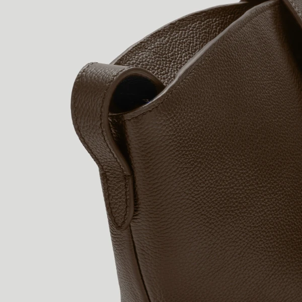 DeMellier The Brooklyn in Mocha Small Grain Tote Bag, view 5 | Totes & Top-Handle Bags | Luxury Shoes 