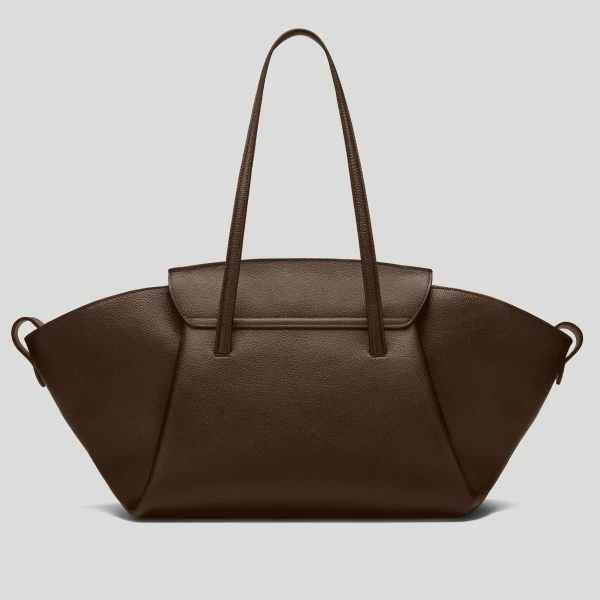 DeMellier The Brooklyn in Mocha Small Grain Tote Bag, view 6 | Totes & Top-Handle Bags | Luxury Shoes 