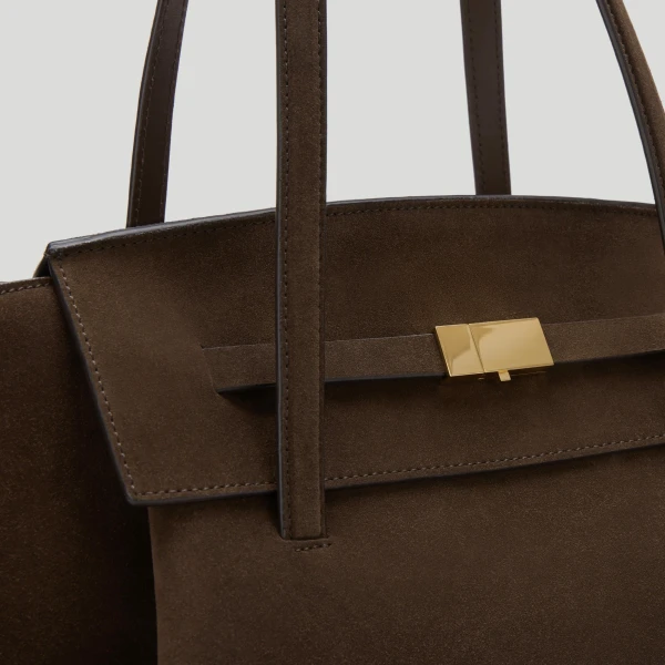DeMellier The Brooklyn in Mocha Suede Tote Bag, view 3 | Totes & Top-Handle Bags | Luxury Shoes 